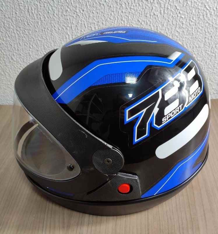 CAPACETE NEW SPORT MOTO SM 788 PTO/AZUL 56 AUTOMATICO