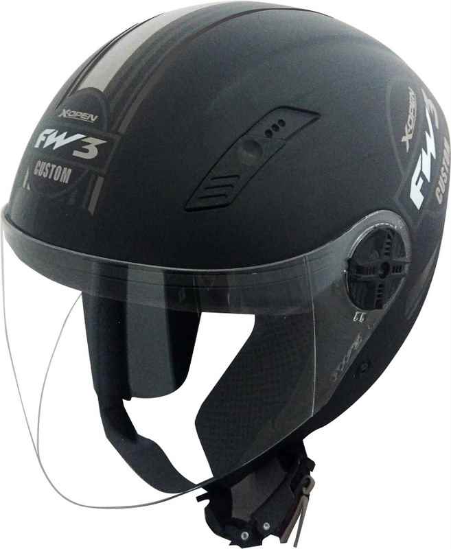 CAPACETE MOTO FW3  X OPEN CUSTOM PRETO FOSCO/GRAFITE 56