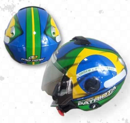 CAPACETE NEW ATOMIC PATRIOTA AZUL/VERDE 58