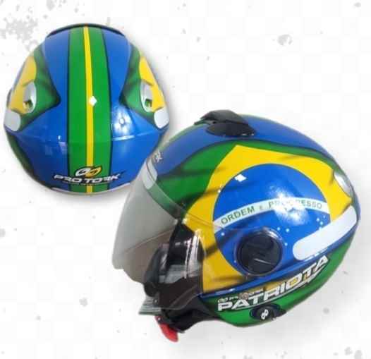 CAPACETE NEW ATOMIC PATRIOTA AZUL/VERDE 60