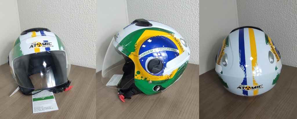 CAPACETE NEW ATOMIC PATRIOTA AMARELO/VERDE 58